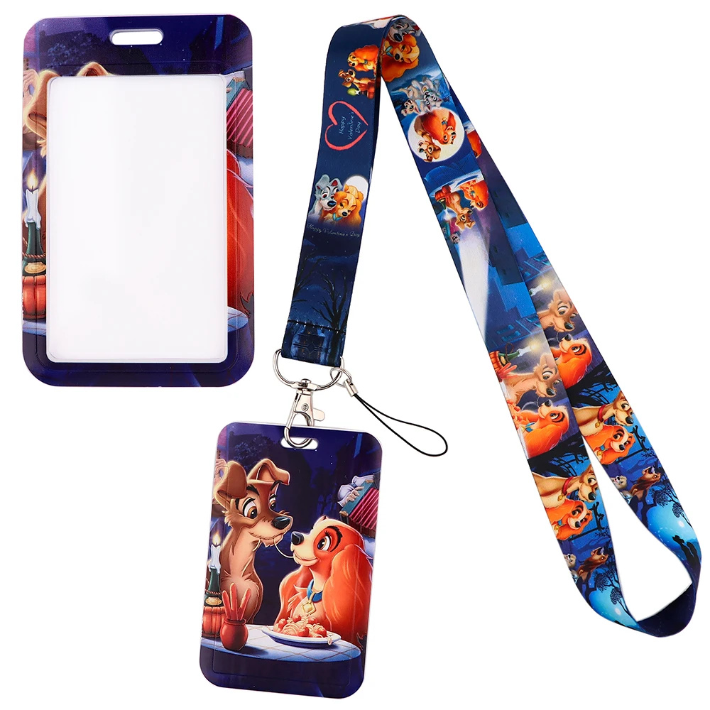 YQ292 Disney Cartoon Lady and the Tramp Lanyard Neck Straps Phone Rope Key ID IC Work Card Badge Holder Keychain Lariat Kid Gift | Украшения