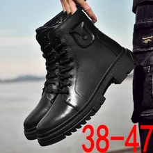 

Winter Snow Boots High Quality Cowhide Fabric Fashion Casual Shoes British Martin Boots Unisex Leather Boots Size 38-47