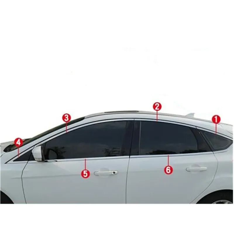 Stainless steel window cover trim molding strip for Ford Focus hatchback 2012- car accessories