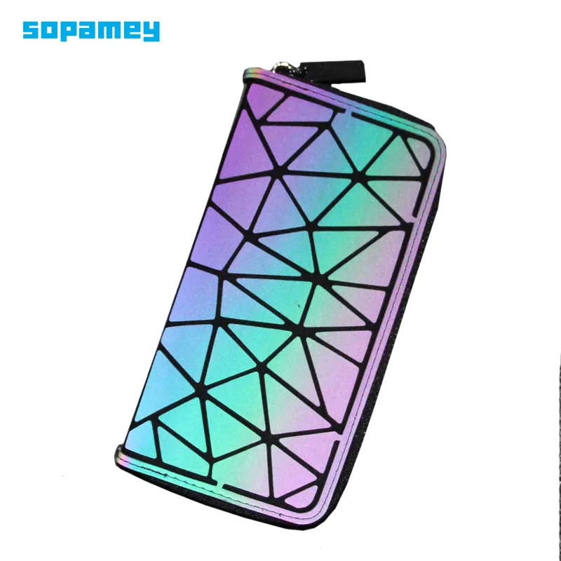 Новый женский длинный кошелек на молнии с геометрическим узором светящиеся