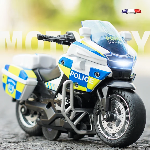 1:14 Motorcycle model Die-casting motorcycle music Police Die Cast Vehicles Collectible Pull Back Car Toys Boy Gift 1