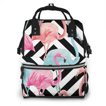 

Summer Flamingo Geometric Nappy Backpack Mummy Bag Large Capacity Mom Baby Multi-function Waterproof Outdoor Travel Diaper Bags