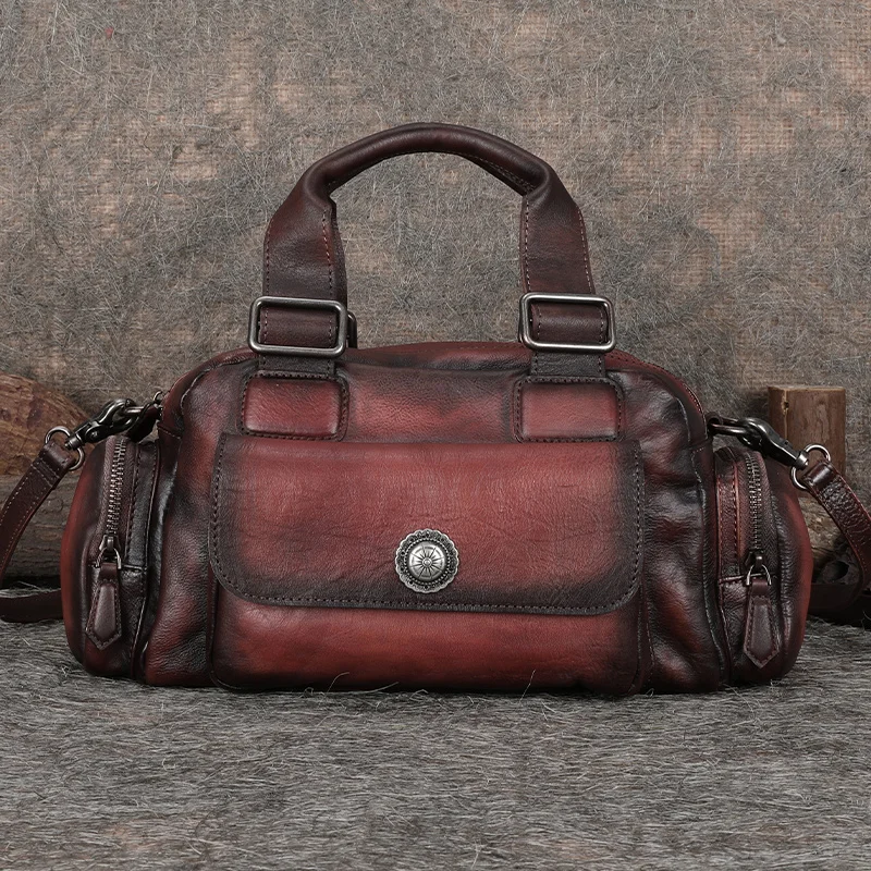 2 New retro casual small Women handbags female shoulder crossbody bag first layer leather messenger bag large capacity bags - Цвет: 2