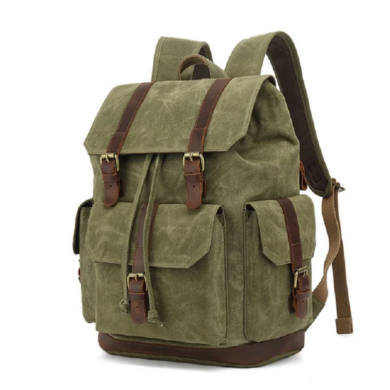 M380 Nieuwe Komen Waterdichte Olie Wax Canvas Lederen Rugzak Mannen Reizen Vintage Trekkoord Rugzak Grote Capaciteit String Laptop M380 Nieuwe Komen Waterdichte Olie Wax Canvas Lederen Rugzak Mannen Reizen Vintage Trekkoord Rugzak Grote Capaciteit String Laptop