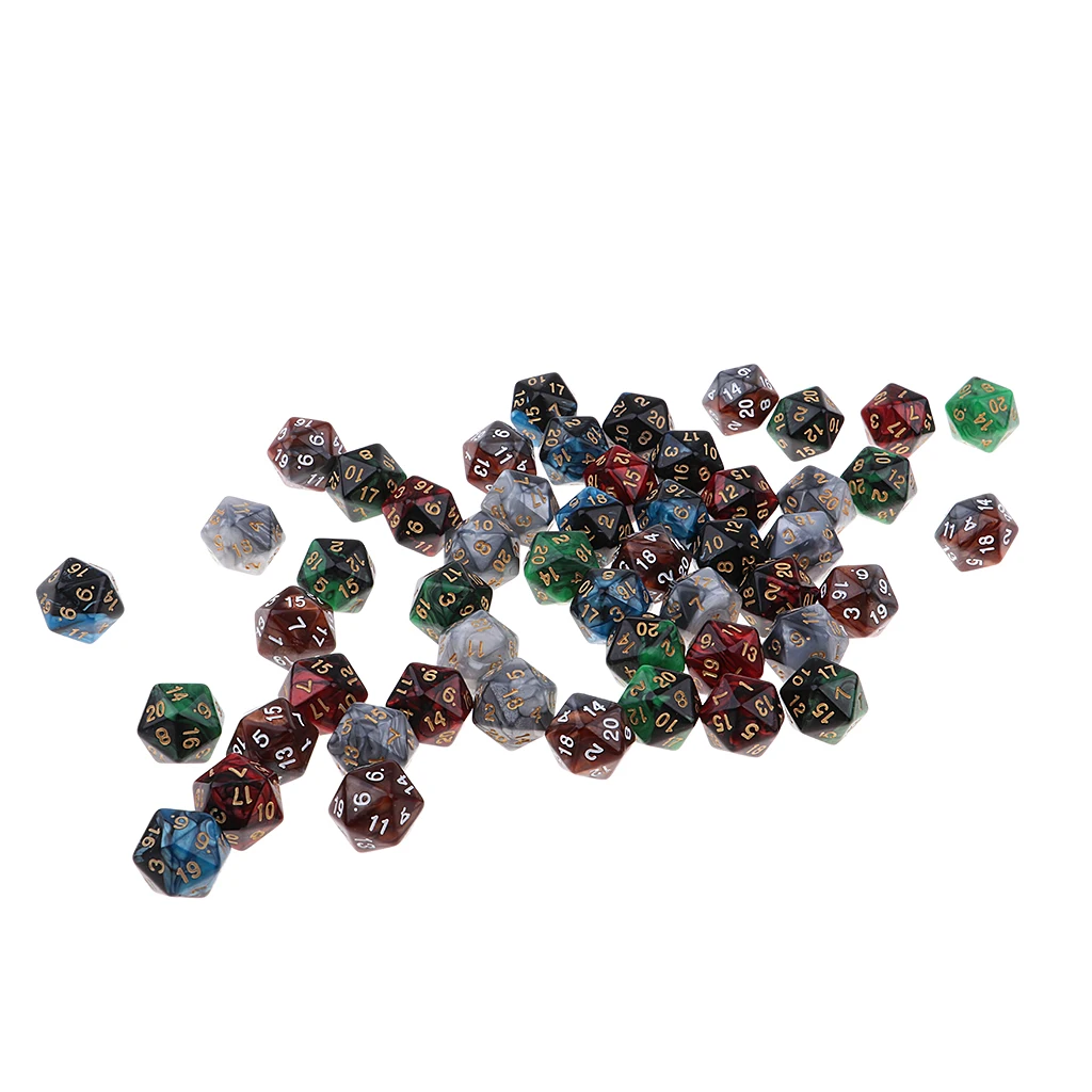 50pcs D20 16mm Dice for Friends ,Family , Travel Board Games Gifts
