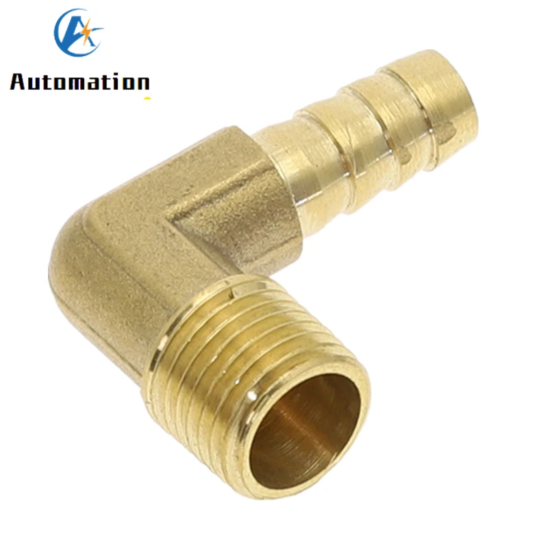 10pcs Hose Barb ID 6-19mm 90 Degree Male Thread 1/8 1/4 3/8 1/2BSP Elbow Brass Barbed Fitting Coupler Connector Adapter Copper Color : 8mm, Thread Specification : 38 