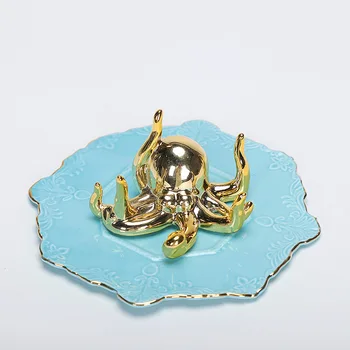 

Dog jewelry tray dressing table storage tray gold ornaments ring tray Nordic octopus ceramic jewelry rack home accessories
