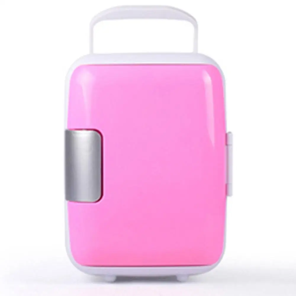Розовый 4L Car Refrigerator Car Portable Dual-Use Refrigerator Heating And Cooling Box With Cup Holder Professional - Название цвета: Розовый