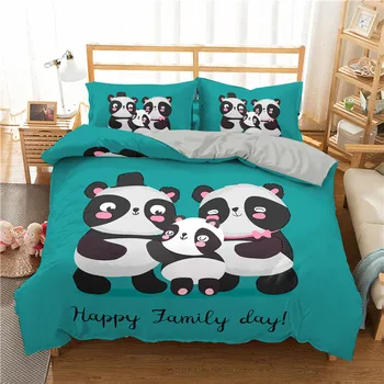 

Lovely 2/3pcs Bedding Set 3D Printed Panda Family Duvet Cover Bed Set For Home Textiles Lightweight Bedclothes With Pillowcase