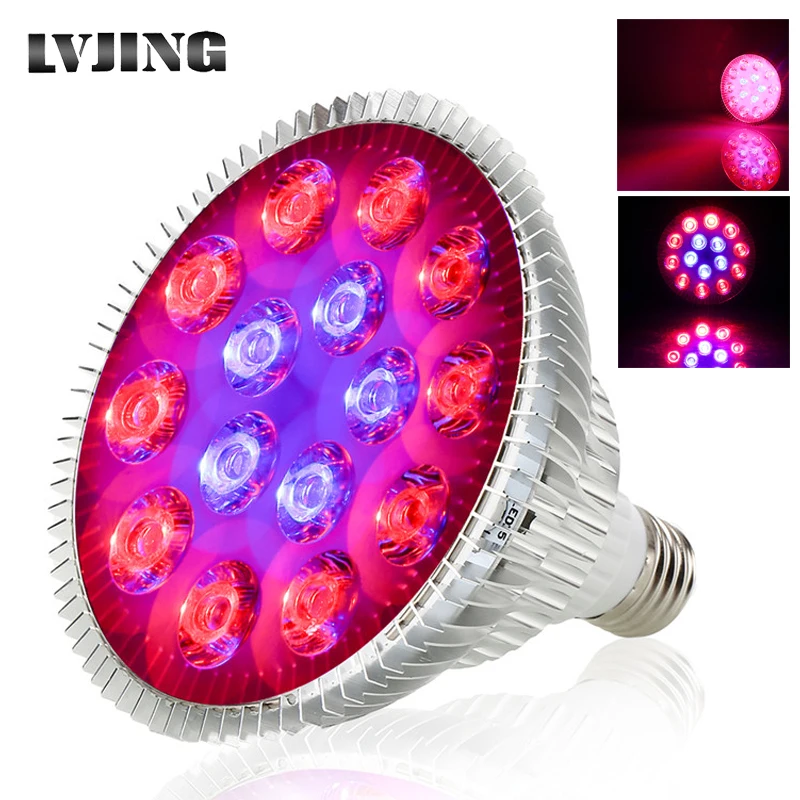 LVJING Светодиодная лампа для растений 36 Вт E27 Led Fitolamp гидропоники цветы теплицы