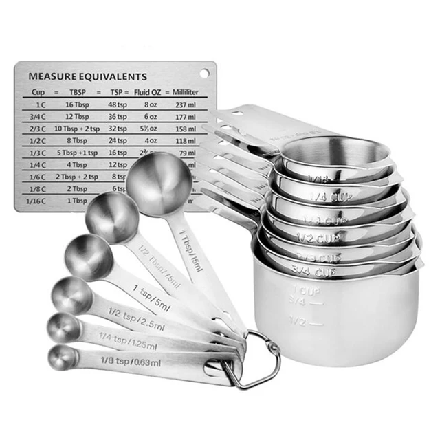 14Pcs Stainless Steel Measuring Cups and Spoons Set Stacking and