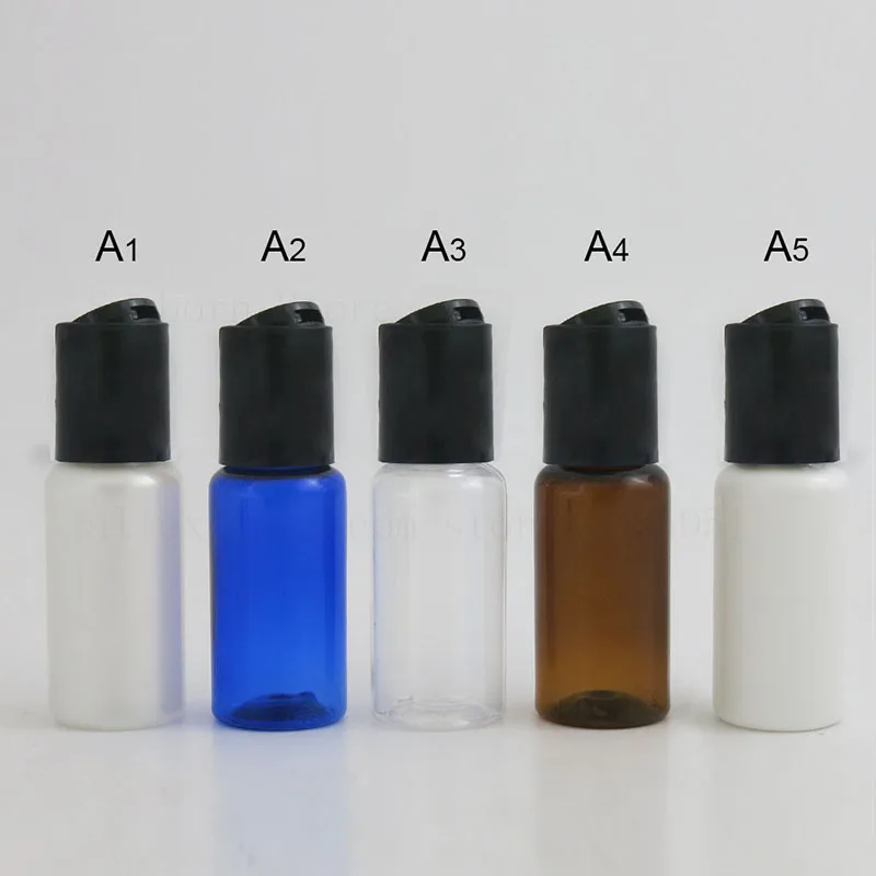 50pcs 15ml Blue Amber PET Plastic Cosmetic Cream Emulsion Serum Lotion Bottle with Disk Cap Small Travel Portable Bottles | Красота и