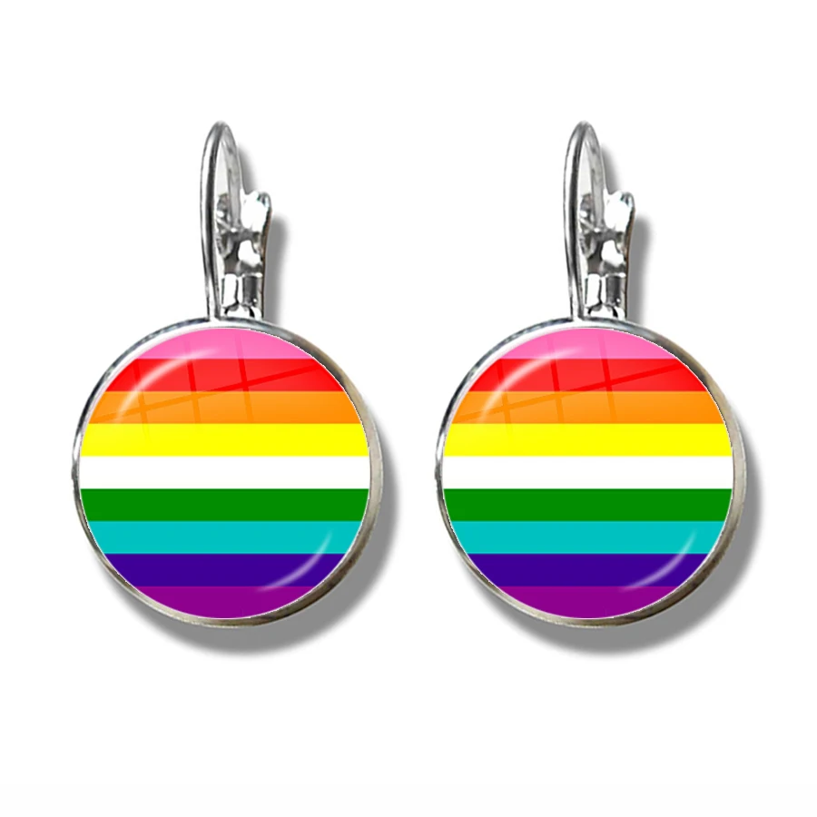 Гей-Прайд французские крючки стеклянные купольные серьги тот же секс ЛГБТ ювелирные изделия гей-лесбиянок Прайд с радугой любовь Wins подарок тот же секс брак - Окраска металла: 13