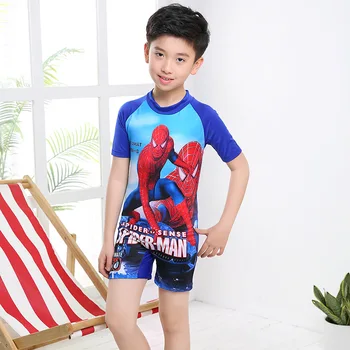 

Boys One-piece Swimwear Two-pieces T-shirt& Pants Kids Avengers Swimsuit Children Bathing Suit Spider Man Captain America