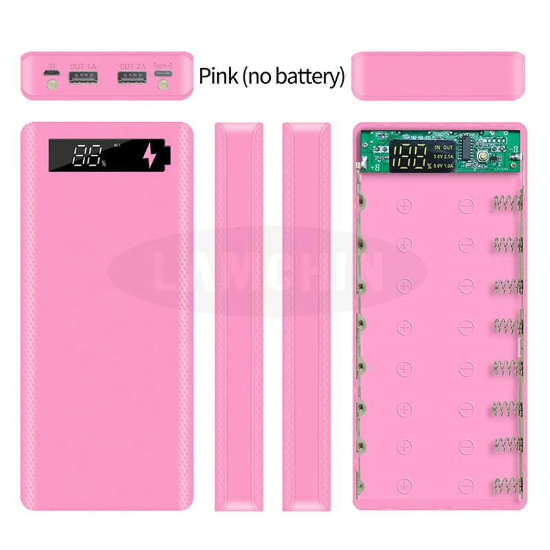 8*18650 Двойной USB внешний аккумулятор корпус батареи 5 В/2 а 10 Вт Быстрая зарядка DIY чехол для зарядного устройства для IPhone samsung с посылка