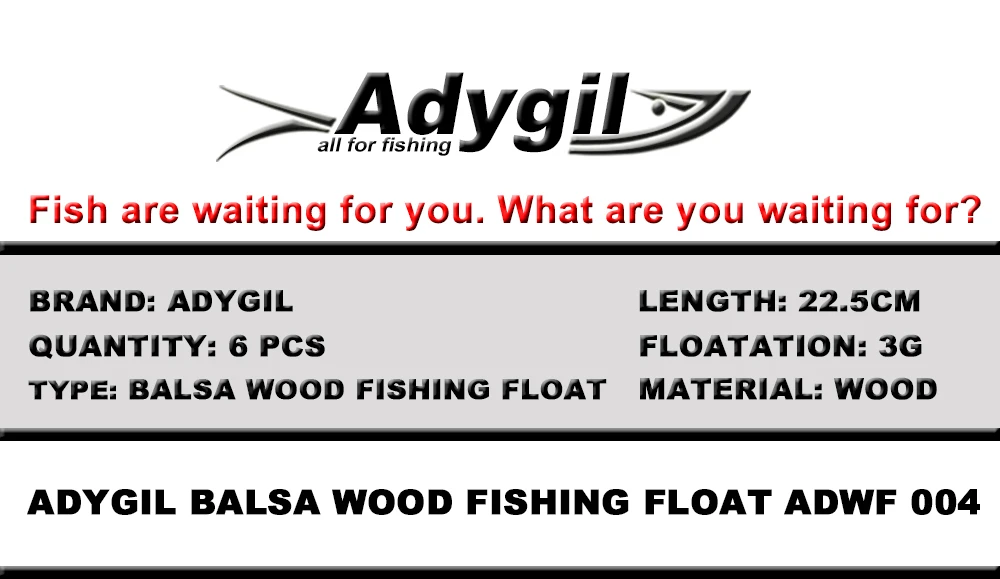 Adygil пробкового дерева поплавок ADWF 004 225 мм Floatation 3g 6 шт./лот