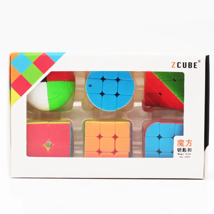 Z cube Комплект 6 шт./компл. подарочный набор мини-Волшебный куб 2x2x2 3x3x3 магический шар цепочка для ключей с цилиндром, головоломка, развивающие игрушки для детей