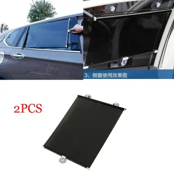

2pcs Car Curtain Side Window Shade Auto Windshield Sunshade Anti-UV Rolling Shield Universal Retractable Foldable 60*40cm