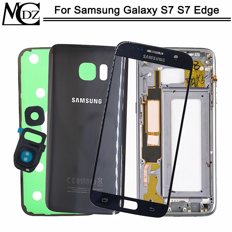 Чехол для аккумулятора S7 для samsung Galaxy S7 G930F/S7 Edge G935F задняя крышка+ средняя рамка+ передняя стеклянная внешняя панель полный корпус