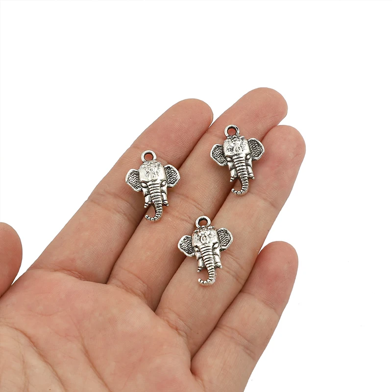 10pcs 21x15mm Big Elephant Charms For Jewelry Making DIY Jewelry Accessories Antique Silver Color Big Elephant Pendant Charms