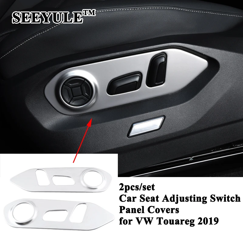 

2pcs/set SEEYULE Car Seat Adjusting Switch Panel Cover Decoration Trim Sticker Accessories for Volkswagen VW Touareg 2019 2020