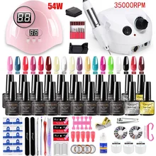  Manicure Set for Nail Extensions Gel Nail Polish Set Acrylic Kit Poly Nail Gel Set With UV LED Nail Lamp Gel Kits Nail Tools Set 