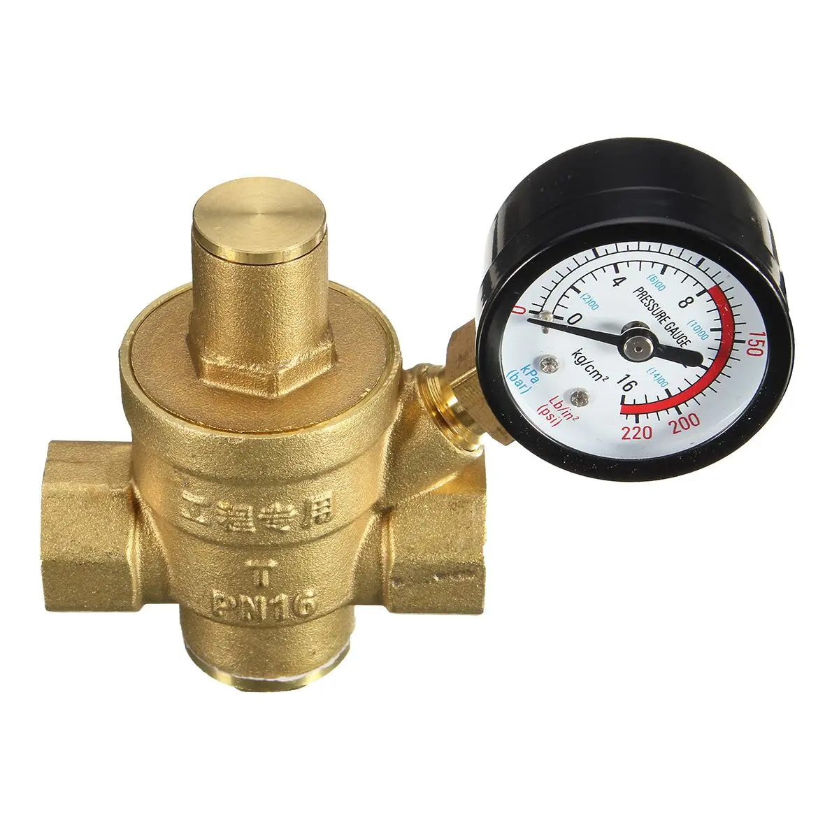 Регулируемый редуктор регулятора давления воды DN15 NPT 1/2 ''8,3x6,4 см с манометром, латунный измеритель давления воды PN 1,6 s