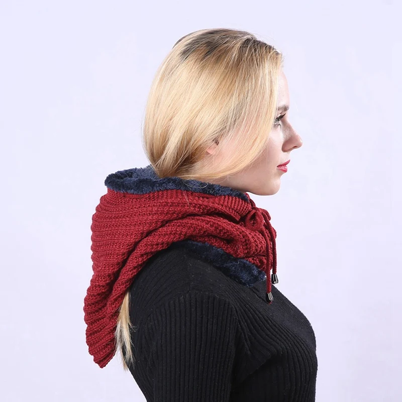 Женская вязаная шапочка-шарф, набор Skullies Beanies, Зимние головные уборы для мужчин и женщин, однотонная шапка, шапка