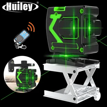 

12 Lines 3D Green Laser Level with Remote Control Wall Bracket Lifting Platform Horizontal Vertical Cross Lines Self-Leveling