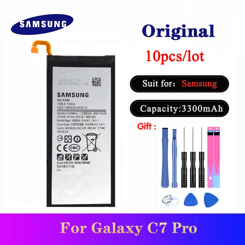 10 шт./лот EB-BC700ABE Оригинальная батарея для Samsung Galaxy C7 C7000 C7010 C7018 Pro Duos SM-C701F/DS SM-C700 3300