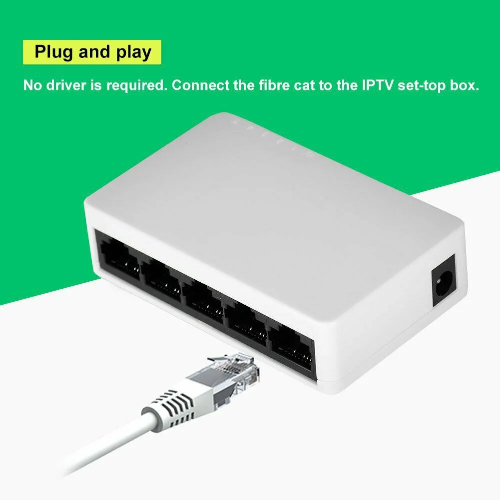 Mini 5 Port Full Half Duplex 100 Mbps Hub Self Adaptive Home LAN Universal Splitter Ethernet Switch Wall Hanging Desktop Network