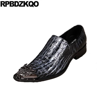 

Nice Alligator Men Dress Shoes With Metal Tips Chic High Heel Oxfords Toe 46 Crocodile Snakeskin 11 Party Plus Size Snake Skin