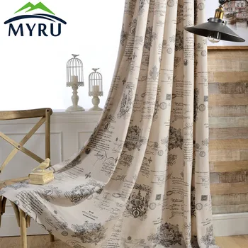 

MYRU Modern Cotton and Linen Cloth Curtain Protection Printing Window Curtain for Bedroom and Living Room