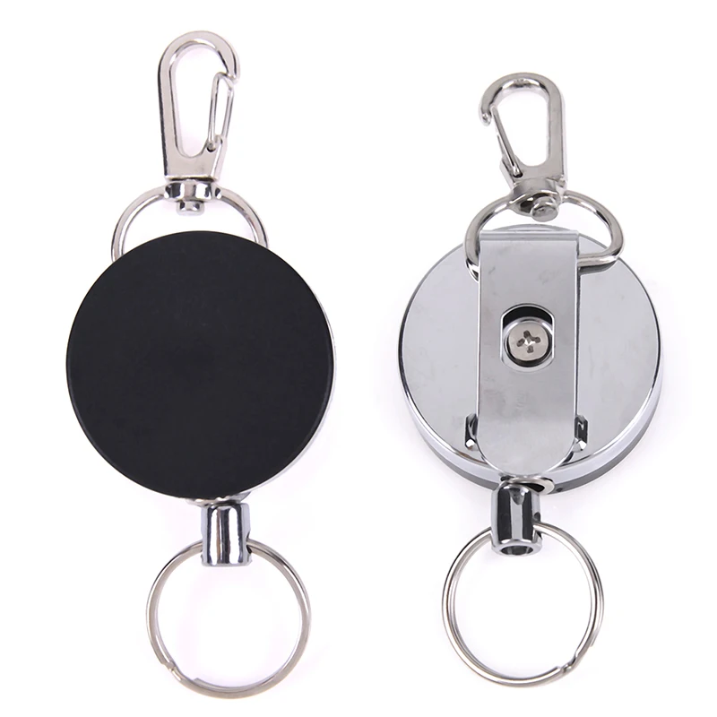 Retractable Resilience Steel Wire Rope Elastic Casual Stainless Steel Badge Reel Belt Retractable Key Ring ID Card Holder Clips
