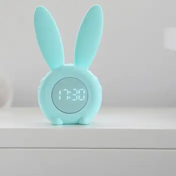 

Cute Rabbit Alarm Clock Silicone Induction Night Light Small Alarm Clock with Temperature Display Rechargeable