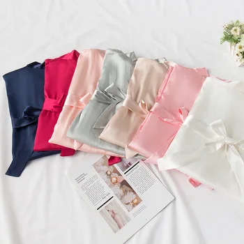 

Solid Color Bride Bridesmaid Wedding Kimono Robe Womens Summer Gown Yukata Nightgown Lady Sleepshirts Pajama Nightdress M-XL