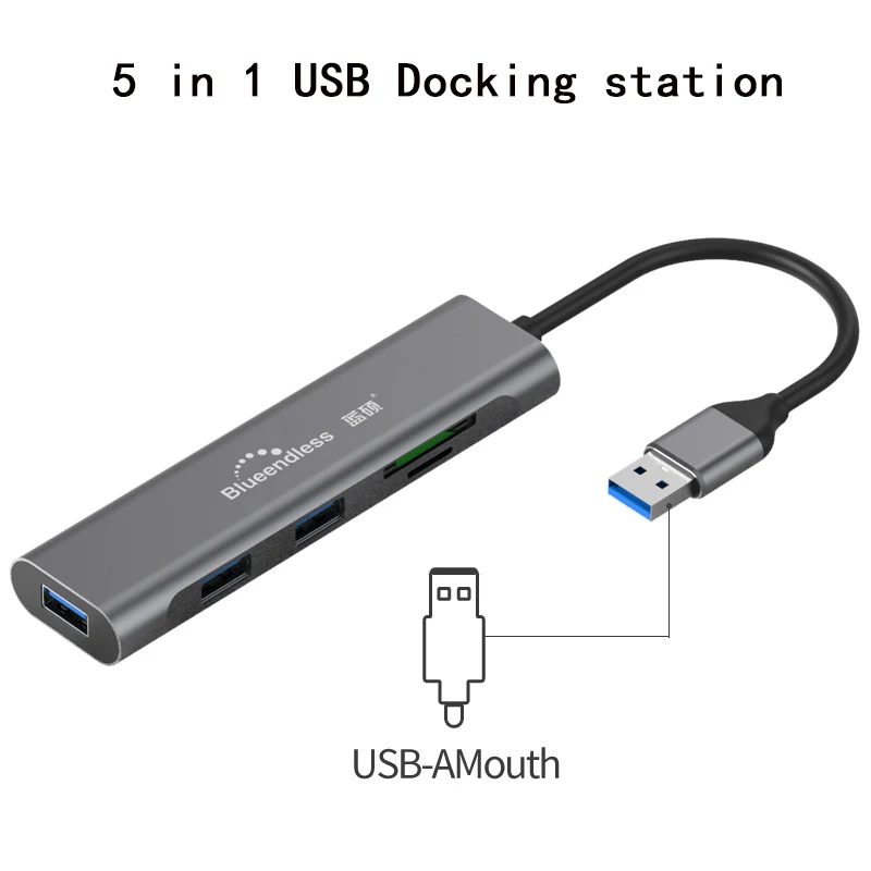 5 in 1 USB USB C концентратор type C для нескольких USB 3,0 концентратор HDMI адаптер док-станция для MacBook Pro huawei mate 30 XiaoMi DELL HDMI разветвитель порт type C концентратор - Цвет: 5 in 1 USB
