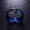 Foreign Trade Carbon Fiber Scrub Blue Zircon Men Rings 100% Tungsten Carbide Anillos para hombres Black Dragon ► Photo 2/6