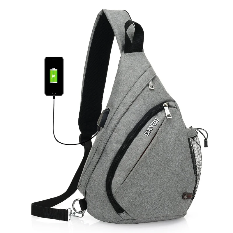 

Sling Chest Backpacks Men Women USB Charging Crossbody Shoulder Teenagers Boys School Bag Rucksack Cycling Walking Sportswear