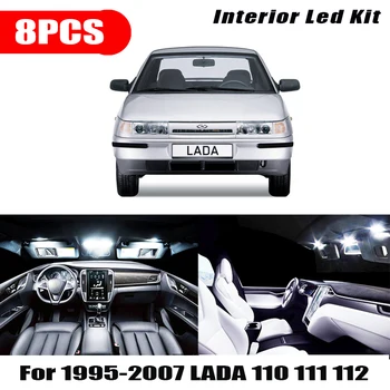 

8pcs White Canbus Error Free Car Bulbs LED Interior Light Kit For 1995-2007 LADA 110 111 112 Reading Ceiling Cargo License Lamp