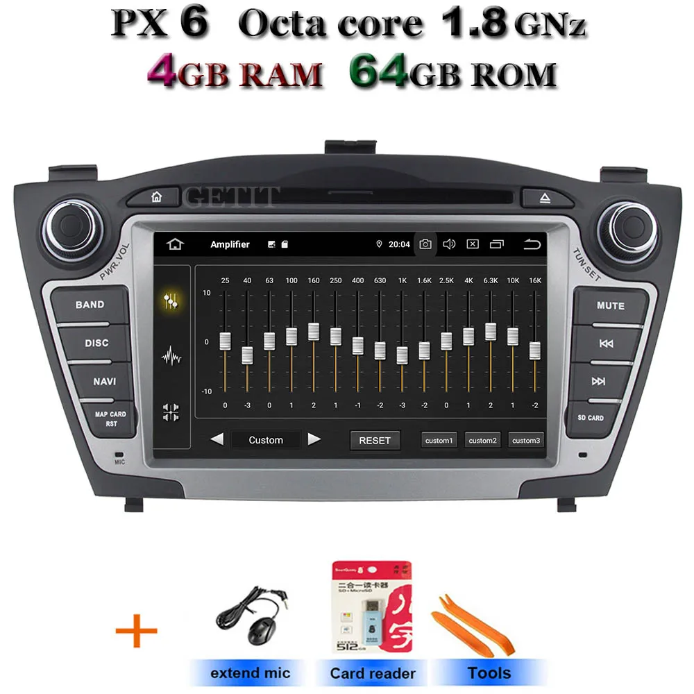 Автомобильный мультимедийный плеер PX6 DSP gps 2 Din Android 9 для hyundai/IX35/TUCSON 2009- Canbus Авто Радио USB DVR dvd-плеер DSP FM - Цвет: PX6 Standard
