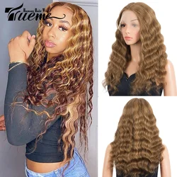 Trueme Deep Wave Highlight Wig Colored Lace Front Human Hair Wigs For Women Ombre Malaysian HD Lace Human Hair Wig T Part wig