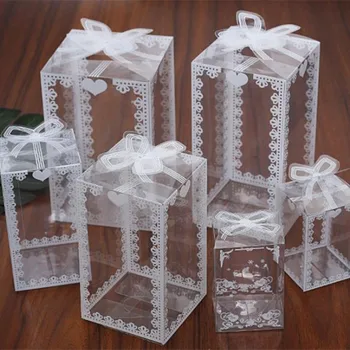 

20pcs Clear PVC Box Packing Wedding Christmas Favor Cake Packaging Gift Boxes Candy Dragees Apple Gift Transparent Box Wrapping