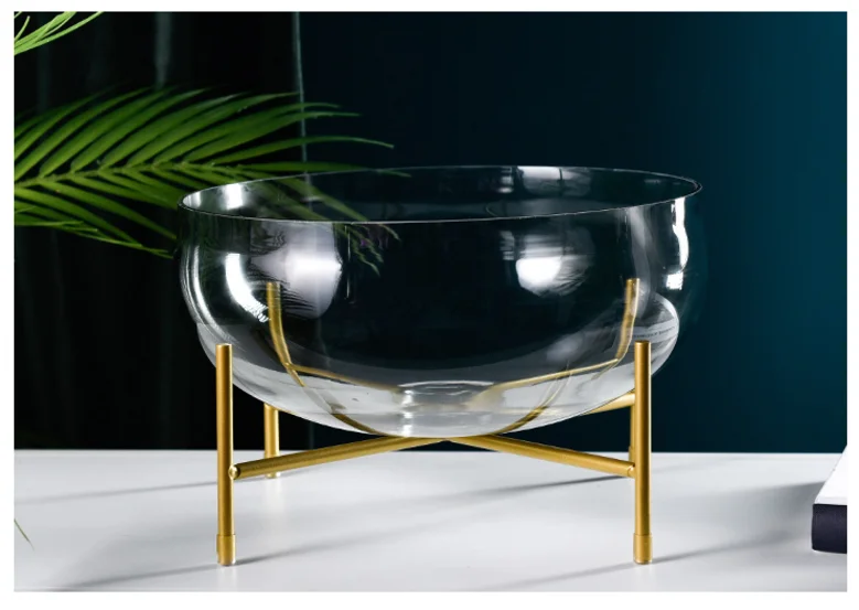 Светильник, роскошная стеклянная прозрачная ваза, многофункциональная Фруктовая тарелка, украшение для дома, гостиной, модели, комнаты, мягкое украшение, цветок