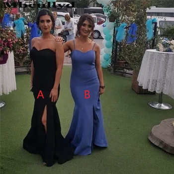 

Mbcullyd Black Mermaid Bridesmaid Dresses Long Side Split African Wedding Guest Dress Two Styles vestidos de fiesta de noche