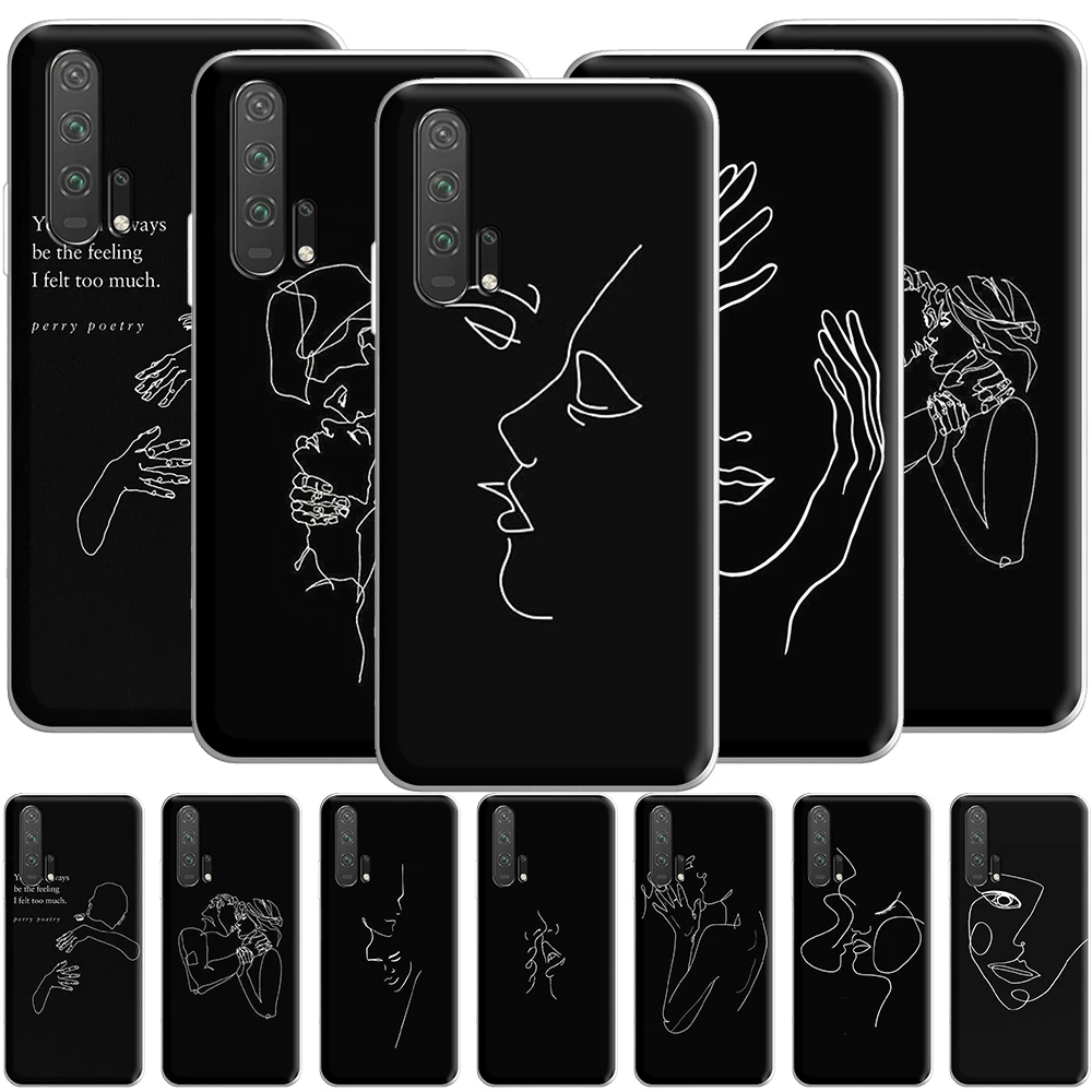 Abstract Simple Line Lover Face силиконовый чехол для Huawei Honor 20 20S Note 10 9X 9 8A 8X 8C 8 7X 7A 7C 6A Lite Pro |
