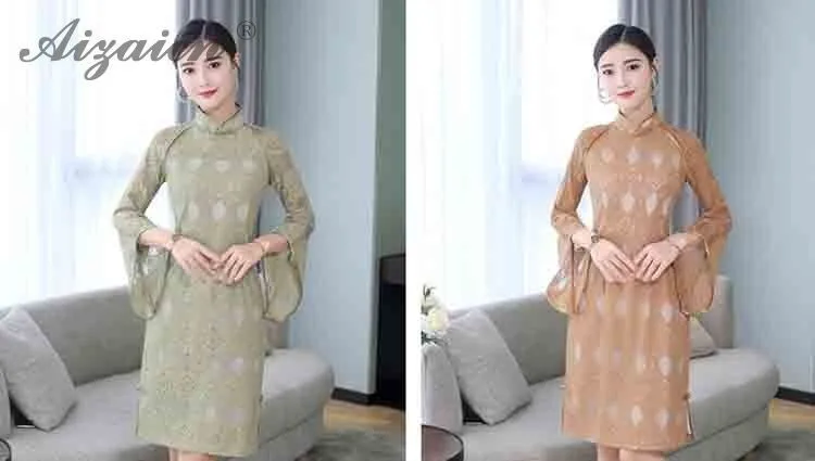 Китайский современный длинный Чонсам кружевное платье Qipao Женская Китайская традиционная одежда Восточный стиль Femme элегантное женское платье Qi Pao