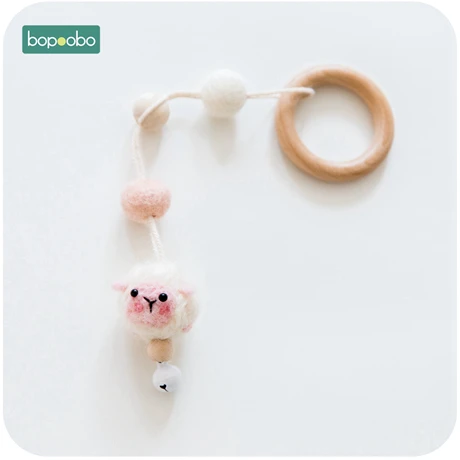 Bopoobo 1 шт. детские погремушки в кроватку мобильные телефоны коляска аксессуары игрушки шерсть животное деревянное кольцо подвеска Детская комната украшения - Цвет: Type 2