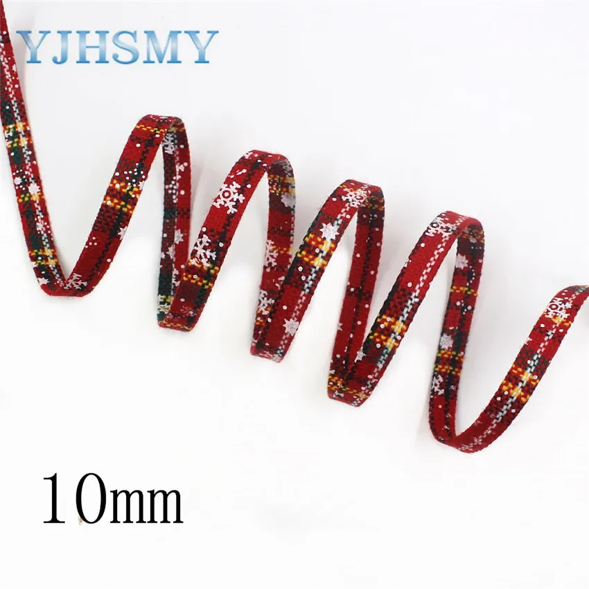 I-19903-2041-10mm I-19903-2029 10/25/38 мм 5 ярдов Красный тканевая лента плед, DIY ручной работы аксессуары для волос для свадьбы подарок упаковочных материалов - Цвет: I-19903-2041-10mm