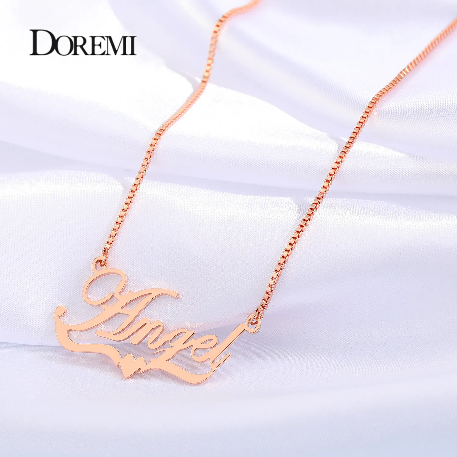 DOREMI Stainless Steel  Custom Name Necklace Personalized Name Pendant Heart Choker for Women Men Jewelry Valentine's Day Gift valentine s day metallic love heart glitter sequins flakes resin uv epoxy mold fillings art decorations diy crafts jewelry